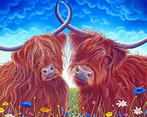 Highland Cows Art paint by number