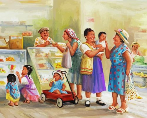 Ladies Talking In The Shop Dianne Dengel paint by number