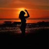Lady Silhouette Sunset On The Beach paint by number
