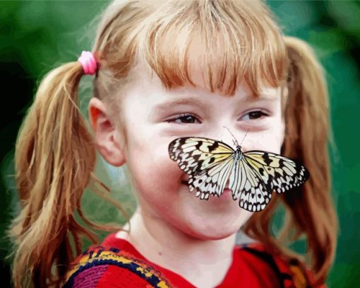 Little Girl And Butterfly paint by number