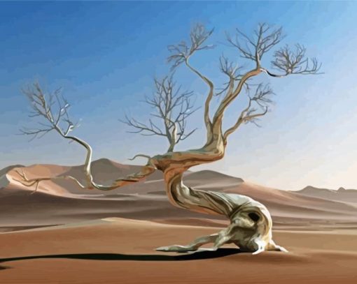 Lonely Desert Tree paint by number