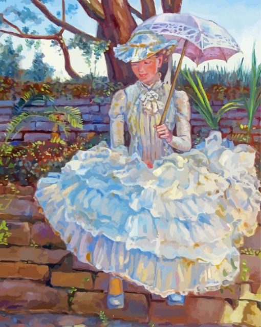 Lonely Lady With Parasol Paint by number