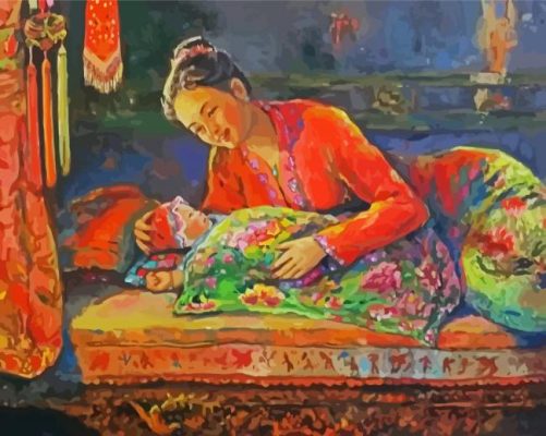 Malay Mother And Daughter paint by number