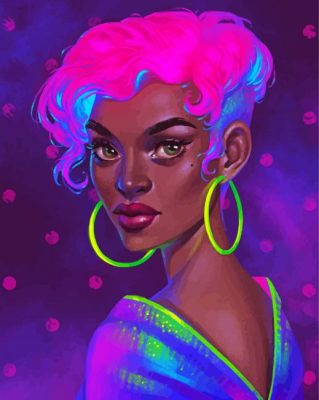 Neon Black Girl paint by number