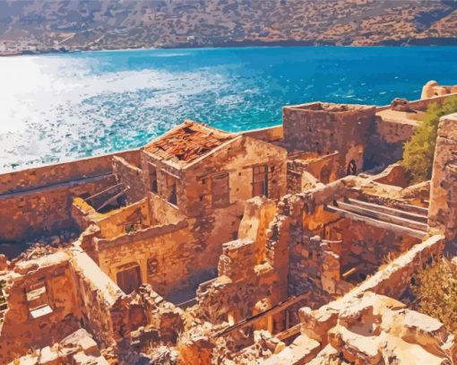 Old Buildings In Spinalonga Island paint by number