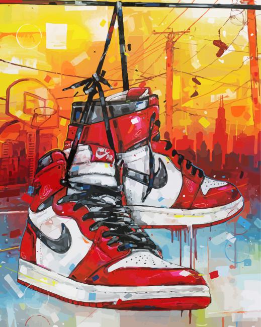 Red Air Jordan paint by number