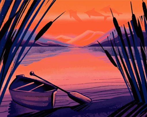 River Evening Illustration paint by number