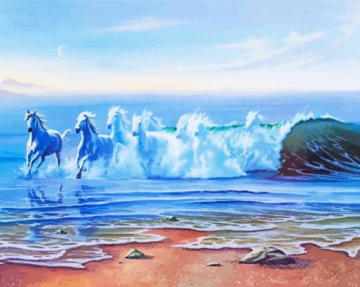 Sea Wave Horses Art paint by number