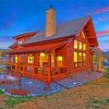 Secluded Cabin Sunset paint by number