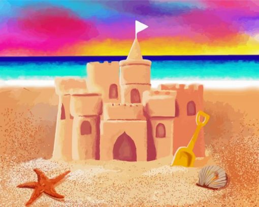 Sunset Sand Castle paint by number