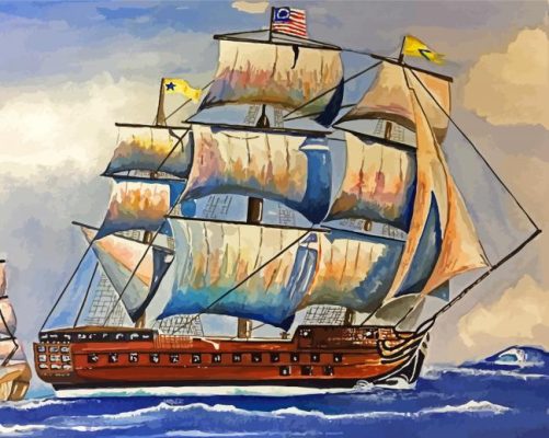 Uss Constitution Ship Art paint by number