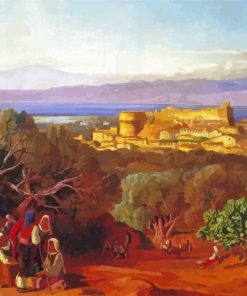 View Of Reggio And The Straits Of Messina By Edward Lear paint by number