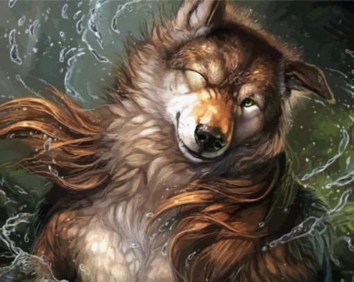 Wet Dog Anime paint by number