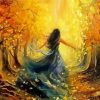Woman In Autumn Forest paint by number