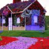 Wooden House With Flowers paint by number