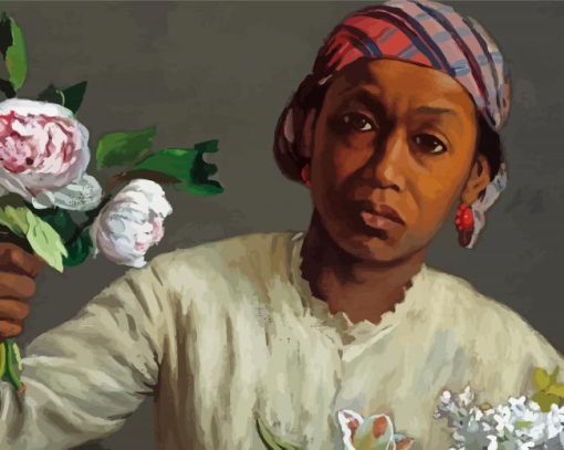 African Black Woman With Flowers paint by number