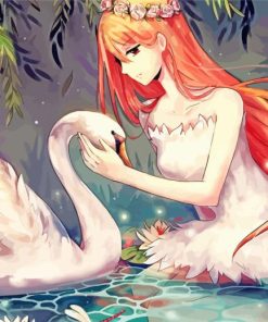 Anime Swan And Girl paint by number