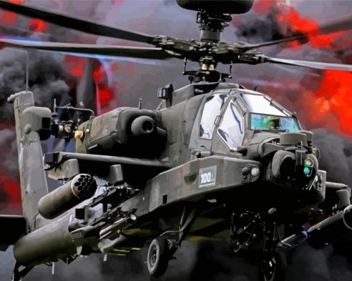 Apache Helicopter paint by number