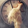 Asian Girl With White Dress And Clock paint by number