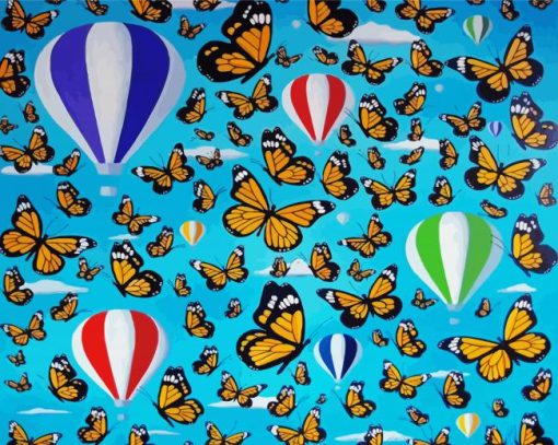 Balloons And Butterflies paint by number