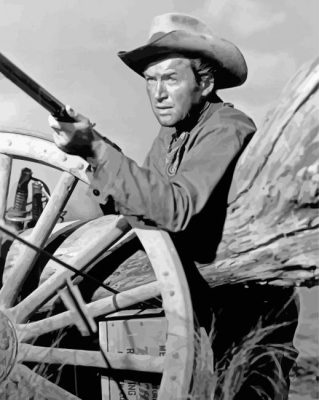 Black And White Jimmy Stewart Cowboy paint by number