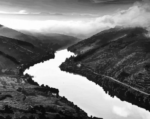 Black And White Douro Valley paint by number