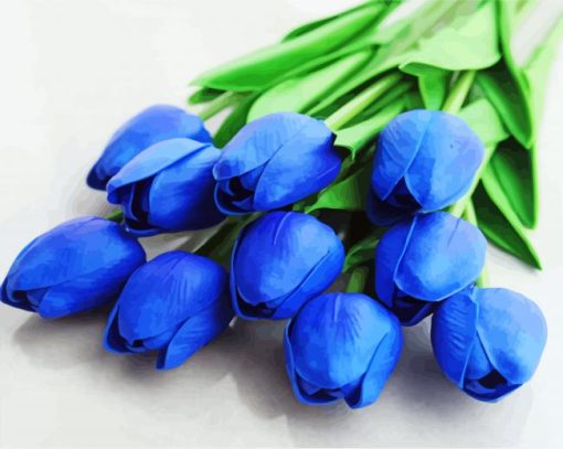 Blue Artificial Flowers Tulip Bouquet paint by number