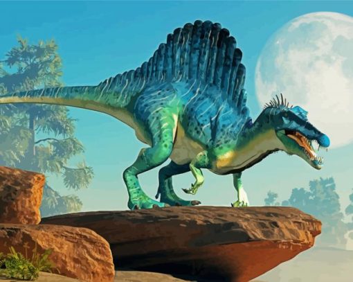 Blue Spinosaurus paint by number