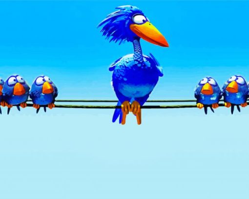 Blue Birds On Wire paint by number