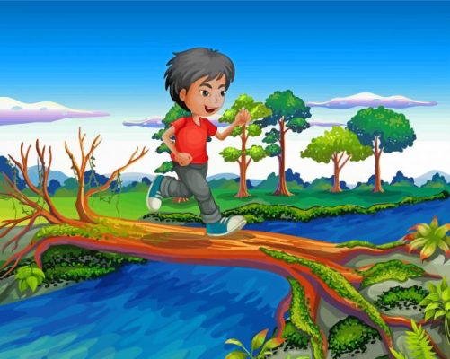 Boy Running Cartoon paint by number