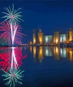 Caernarfon Castle Fireworks paint by number