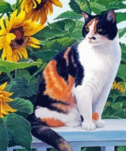 Cat And Sunflowers paint by number