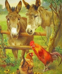 Chicken And Donkeys paint by number
