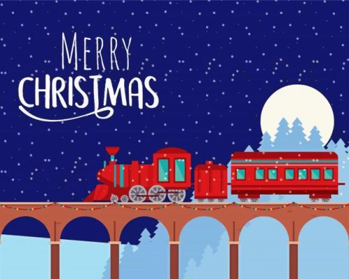 Christmas Train Illustration paint by number