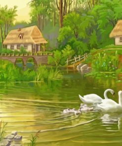 Cottage Pond Art paint by number