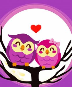 Cute Owls In Love paint by number
