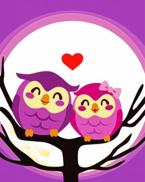 Cute Owls In Love paint by number