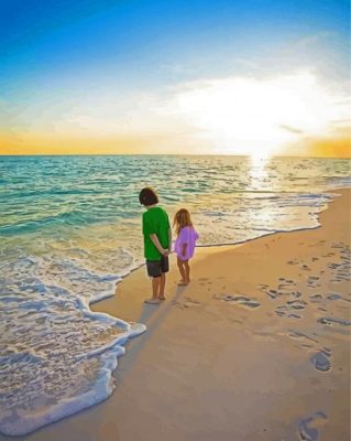 Cute Little Kids On The Beach paint by number