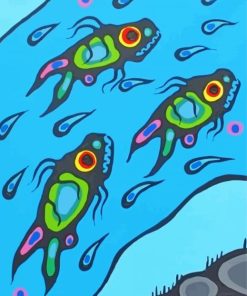 Cycles Of Salmon By Norval Morrisseau paint by number