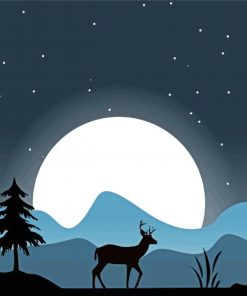 Deer Moon Silhouette paint by number