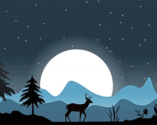 Deer Moon Silhouette paint by number