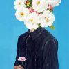 Flowers On Man Head paint by number