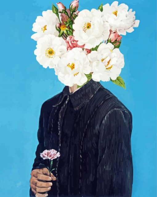 Flowers On Man Head paint by number