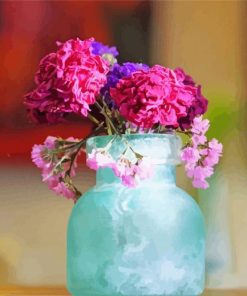 Flowers Blue Mason Jar paint by number