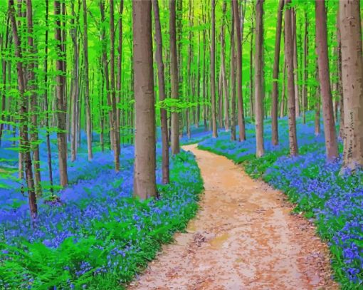Forest With Bluebells paint by number