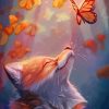 Fox Butterflies Art paint by number