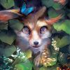 Fox With Butterfly Art paint by number