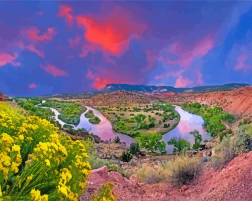 Ghost Ranch In New Mexico At Sunset paint by number