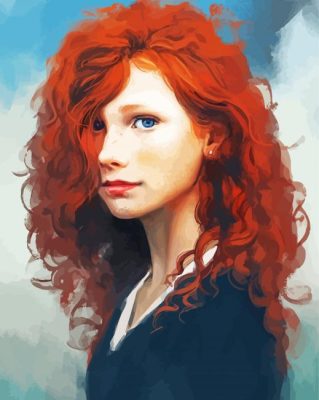 Girl In Red Curls paint by number