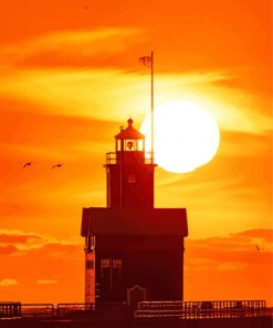 Holland Lighthouse Silhouette paint by number